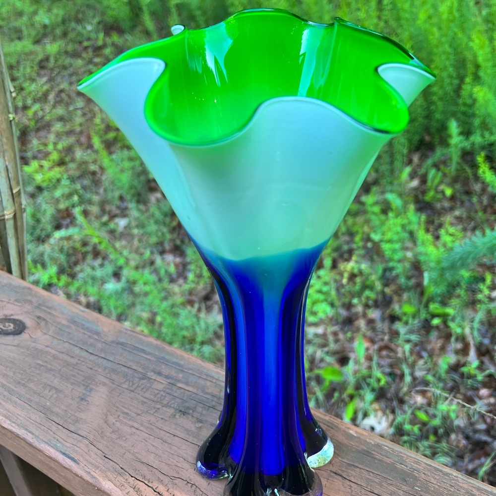 Green and Blue Glass Vase